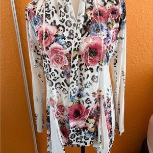 Jostar Floral and Animal Print Women's Cape/jacket size L